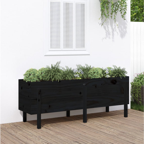 NNEVL Garden Raised Bed Black 160x50x57 cm Solid Wood Pine
