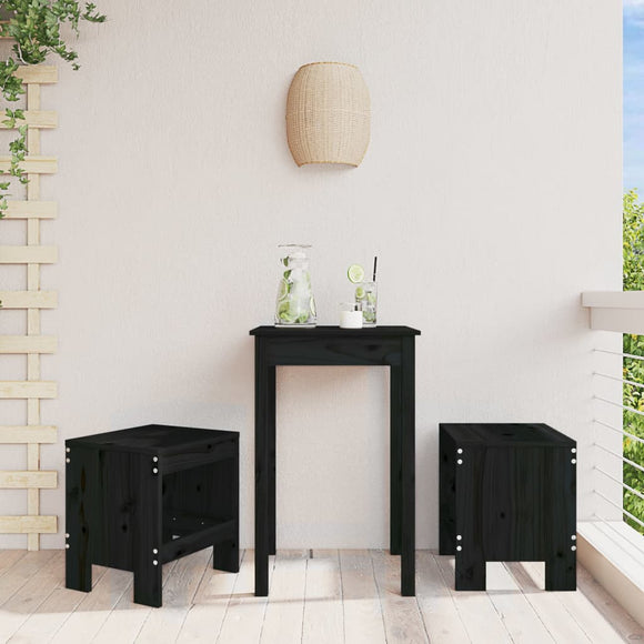 NNEVL Garden Stools 2 pcs Black 40x36x45 cm Solid Wood Pine