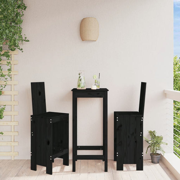 NNEVL Bar Stools 2 pcs Black 40x42x120 cm Solid Wood Pine