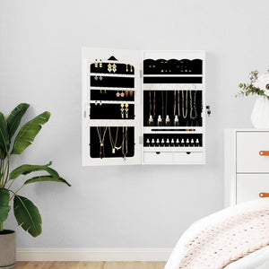NNEVL Mirror Jewellery Cabinet Wall Mounted White 37.5x10x67 cm