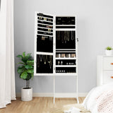 NNEVL Mirror Jewellery Cabinet with LED Lights Free Standing White