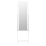 NNEVL Mirror Jewellery Cabinet with LED Lights Free Standing White