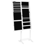 NNEVL Mirror Jewellery Cabinet with LED Lights Free Standing White