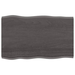 NNEVL Table Top Dark Grey 80x50x2 cm Treated Solid Wood Oak Live Edge