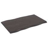 NNEVL Table Top Dark Grey 80x50x2 cm Treated Solid Wood Oak Live Edge