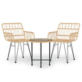 NNEVL 3 Piece Garden Dining Set Poly Rattan