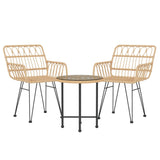 NNEVL 3 Piece Garden Dining Set Poly Rattan