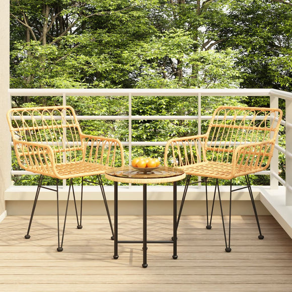 NNEVL 3 Piece Garden Dining Set Poly Rattan