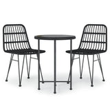 NNEVL 3 Piece Garden Dining Set Black Poly Rattan