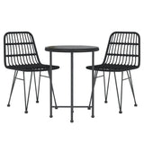 NNEVL 3 Piece Garden Dining Set Black Poly Rattan