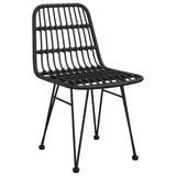 NNEVL 3 Piece Garden Dining Set Black Poly Rattan