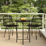 NNEVL 3 Piece Garden Dining Set Black Poly Rattan
