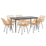 NNEVL 7 Piece Garden Dining Set Poly Rattan