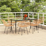 NNEVL 7 Piece Garden Dining Set Poly Rattan