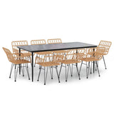 NNEVL 9 Piece Garden Dining Set Poly Rattan