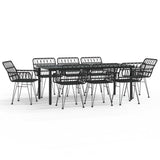 NNEVL 9 Piece Garden Dining Set Black Poly Rattan