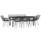 NNEVL 9 Piece Garden Dining Set Black Poly Rattan