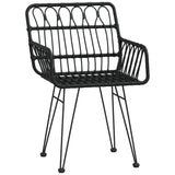 NNEVL 9 Piece Garden Dining Set Black Poly Rattan