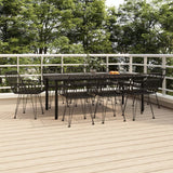 NNEVL 9 Piece Garden Dining Set Black Poly Rattan