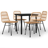 NNEVL 5 Piece Garden Dining Set Poly Rattan
