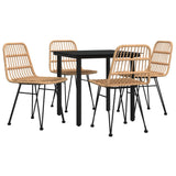 NNEVL 5 Piece Garden Dining Set Poly Rattan