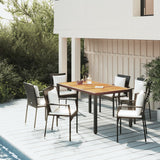 NNEVL 5 Piece Garden Dining Set with Cushions Black Poly Rattan
