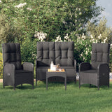 NNEVL 4 Piece Garden Dining Set with Cushions Black Poly Rattan