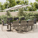 NNEVL 9 Piece Garden Dining Set with Cushions Black and Grey Poly Rattan