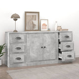 NNEVL Sideboards 3 pcs Concrete Grey Engineered Wood