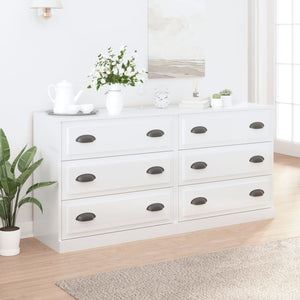 NNEVL Sideboards 2 pcs High Gloss White Engineered Wood