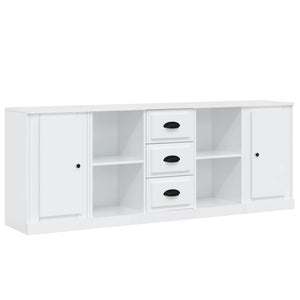 NNEVL Sideboards 3 pcs High Gloss White Engineered Wood