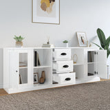NNEVL Sideboards 3 pcs High Gloss White Engineered Wood