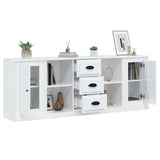 NNEVL Sideboards 3 pcs High Gloss White Engineered Wood