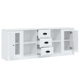 NNEVL Sideboards 3 pcs High Gloss White Engineered Wood