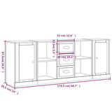 NNEVL Sideboards 3 pcs High Gloss White Engineered Wood