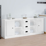 NNEVL Sideboards 3 pcs High Gloss White Engineered Wood