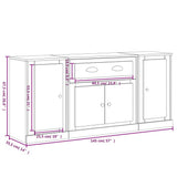 NNEVL Sideboards 3 pcs Grey Sonoma Engineered Wood