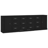 NNEVL Sideboards 3 pcs Black Engineered Wood