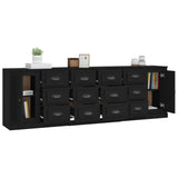 NNEVL Sideboards 3 pcs Black Engineered Wood