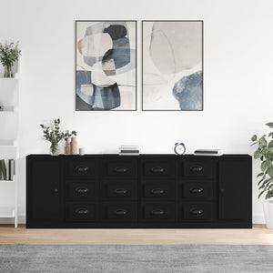 NNEVL Sideboards 3 pcs Black Engineered Wood