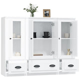 NNEVL Highboards 3 pcs High Gloss White Engineered Wood
