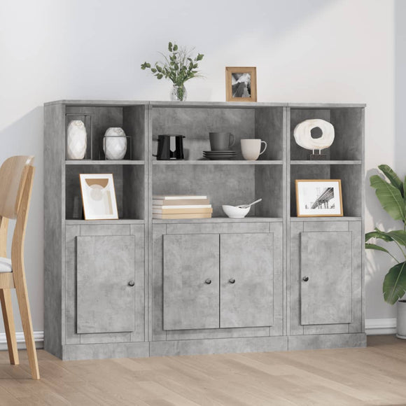 NNEVL Highboards 3 pcs Concrete Grey Engineered Wood