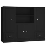 NNEVL Highboards 3 pcs Black Engineered Wood