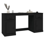 NNEVL Desk with Cabinet Black Engineered Wood