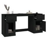NNEVL Desk with Cabinet Black Engineered Wood