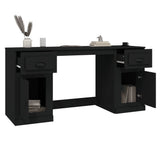 NNEVL Desk with Cabinet Black Engineered Wood