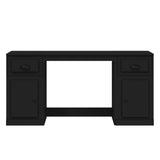 NNEVL Desk with Cabinet Black Engineered Wood
