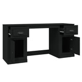 NNEVL Desk with Cabinet Black Engineered Wood