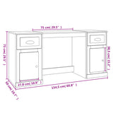 NNEVL Desk with Cabinet Black Engineered Wood