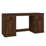 NNEVL Desk with Cabinet Brown Oak Engineered Wood